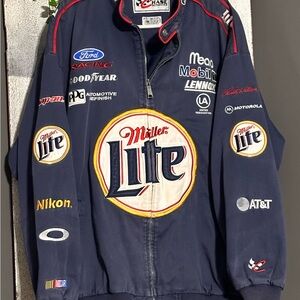 Vintage Miller Lite Nascar Racing Jacket 2XL Chase Full Zip Bomber